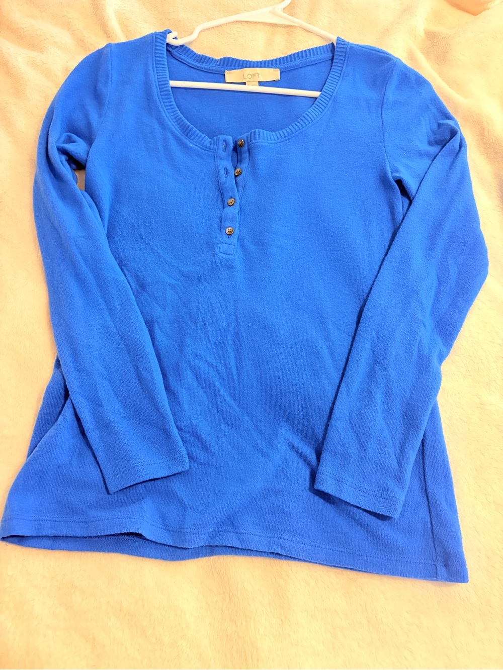 LOFT Long-Sleeve Henley Top in Royal Blue 💙🪼